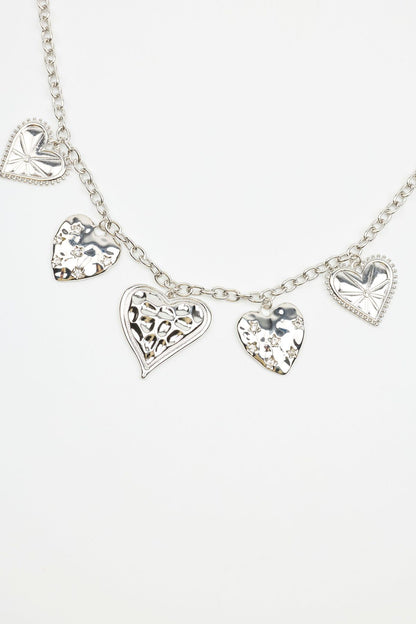 5 Heart Station Necklace GREY Garage Clothing Women