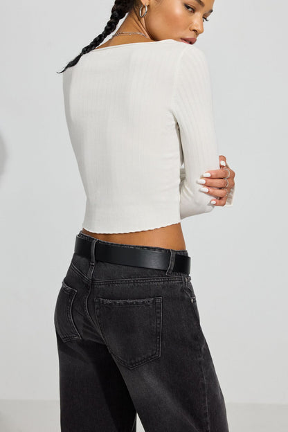 Bodycon Scoop Neck Sweater White Garage Clothing Women