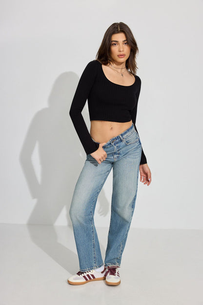 Bodycon Scoop Neck Sweater Black Garage Clothing Women