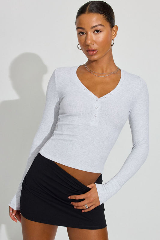Billie Henley Long Sleeve Top Gray Garage Clothing Women