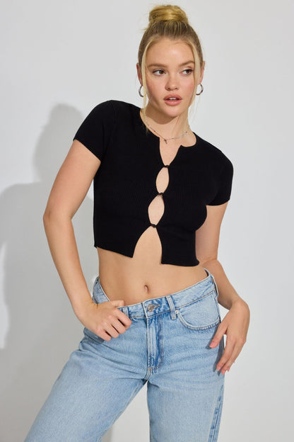 Short Sleeve Peakaboo Top Black Garage Clothing Women