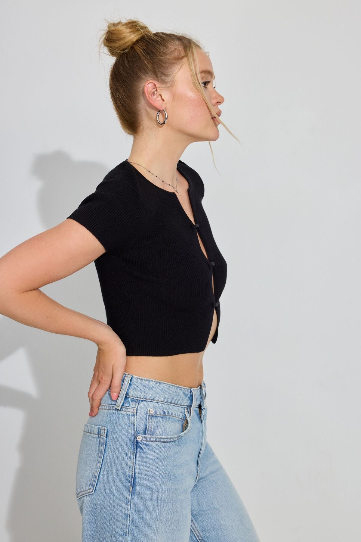 Short Sleeve Peakaboo Top Black Garage Clothing Women