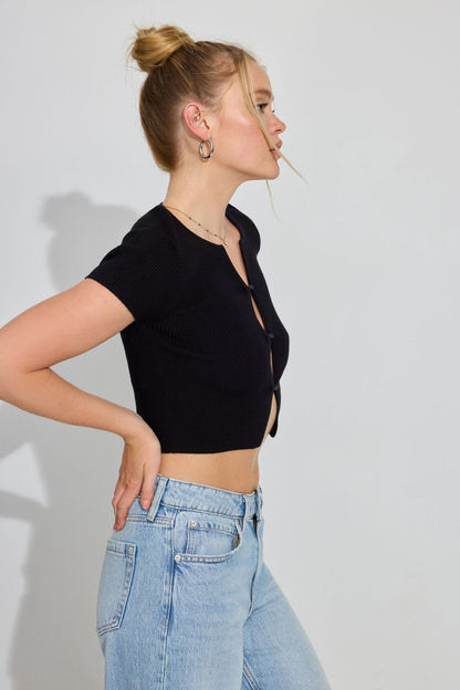 Short Sleeve Peakaboo Top Black Garage Clothing Women