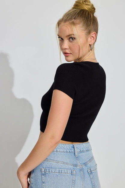 Short Sleeve Peakaboo Top Black Garage Clothing Women