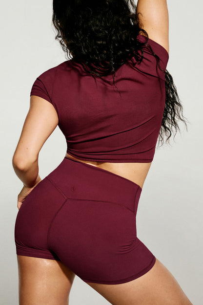 SoftActive Booty Shorts Burgundy Garage Clothing Women