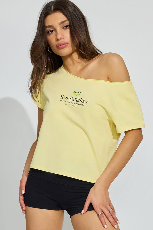 Off Shoulder T Shirt Yellow Garage Clothing Women