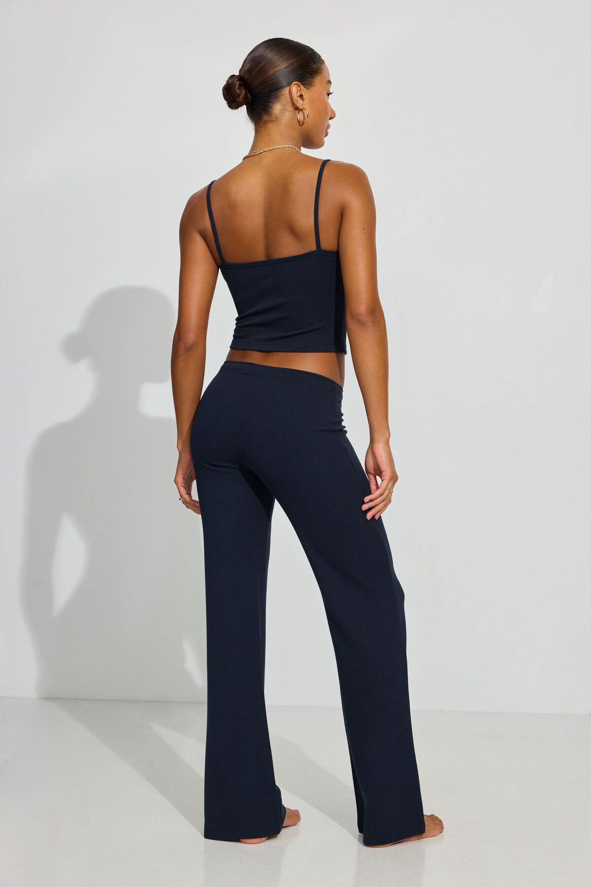 Waffle Flare Pants Navy Garage Clothing Women