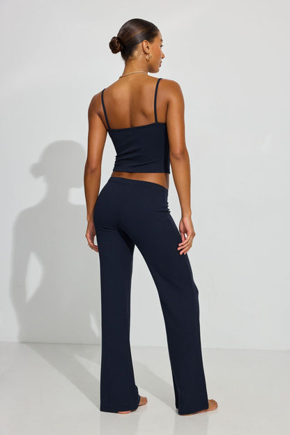 Waffle Flare Pants Navy Garage Clothing Women