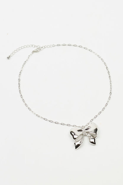 Oversized Metal Bow Necklace Gray Garage Clothing Women