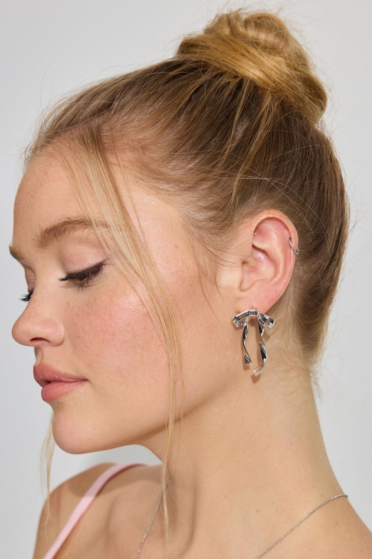 Metal Bow Earrings Gray Garage Clothing Women