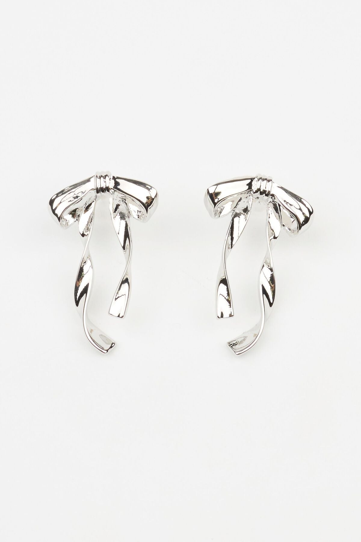 Metal Bow Earrings Gray Garage Clothing Women