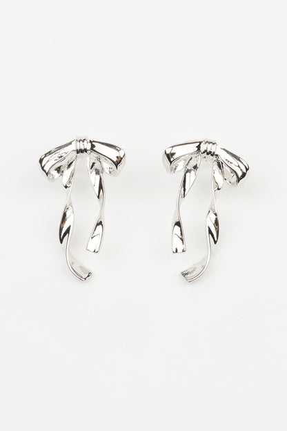 Metal Bow Earrings Gray Garage Clothing Women