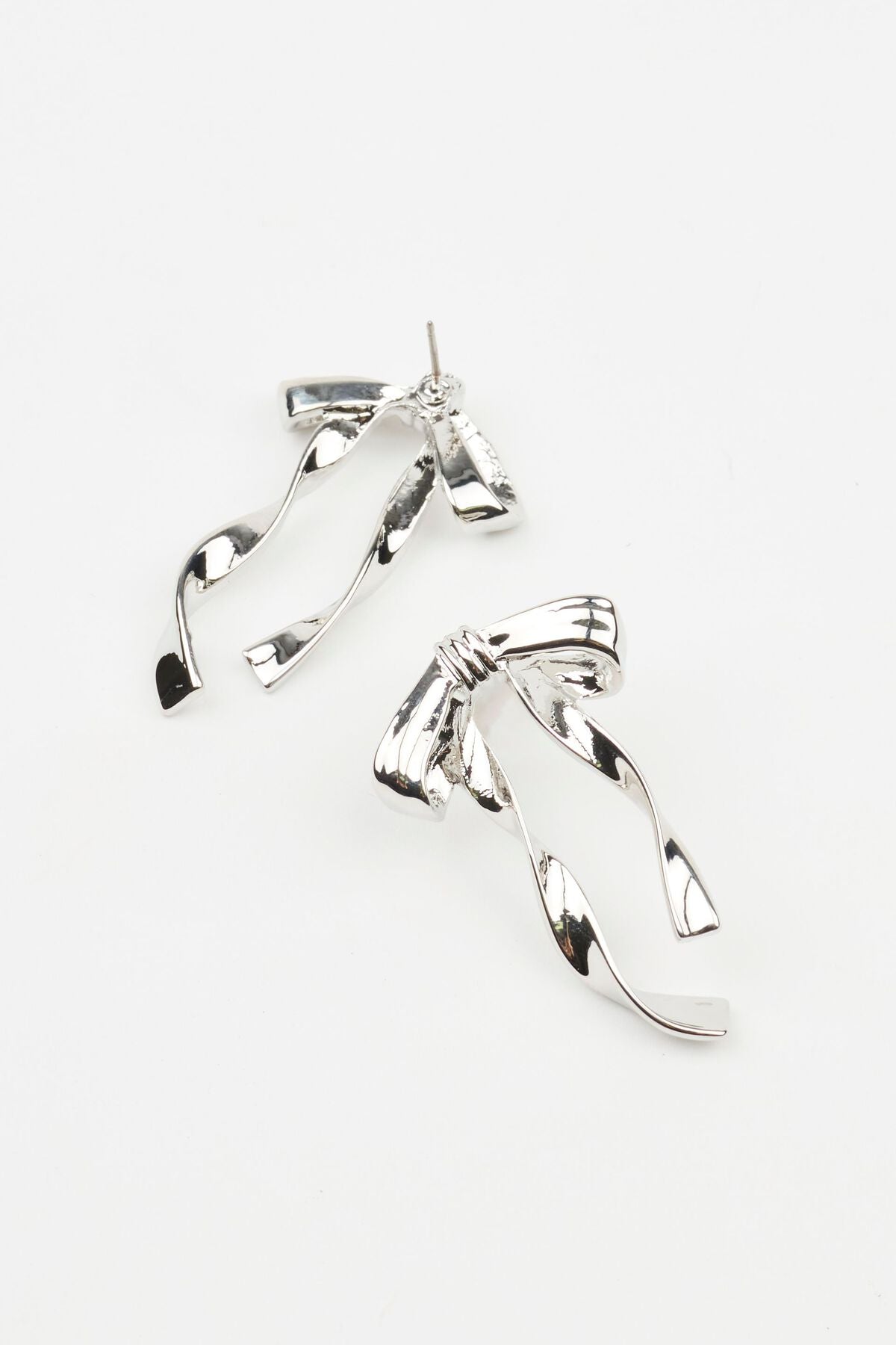 Metal Bow Earrings Gray Garage Clothing Women