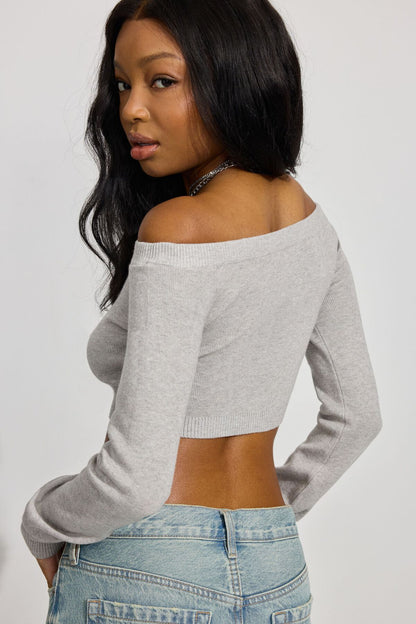 Micro Off Shoulder Top Gray Garage Clothing Women