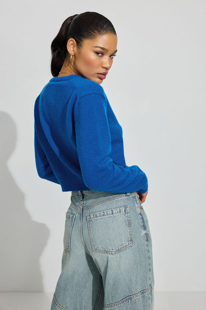 Spongy Button Up Cardigan Blue Garage Clothing Women