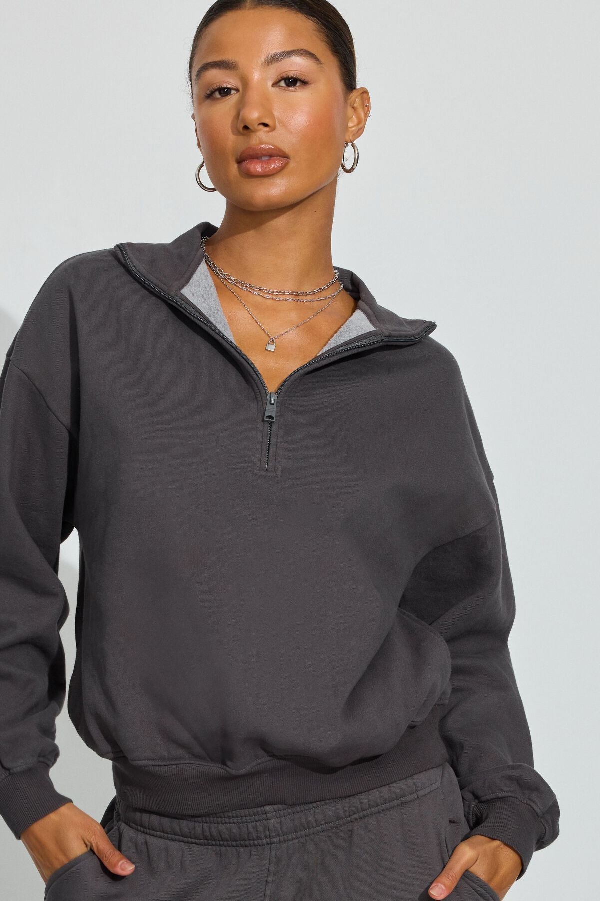 UltraFleece Half Zip Sweatshirt Gray Garage Clothing Women