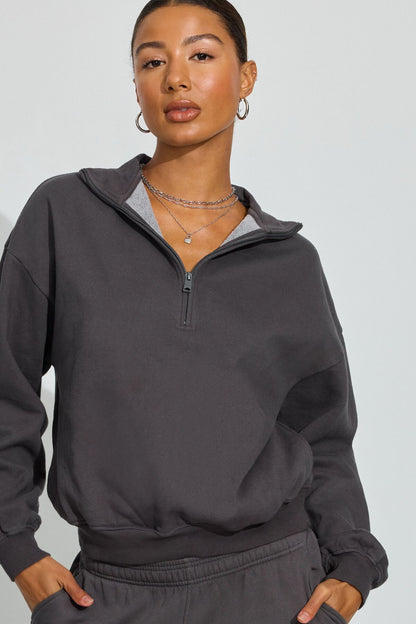 UltraFleece Half Zip Sweatshirt Gray Garage Clothing Women