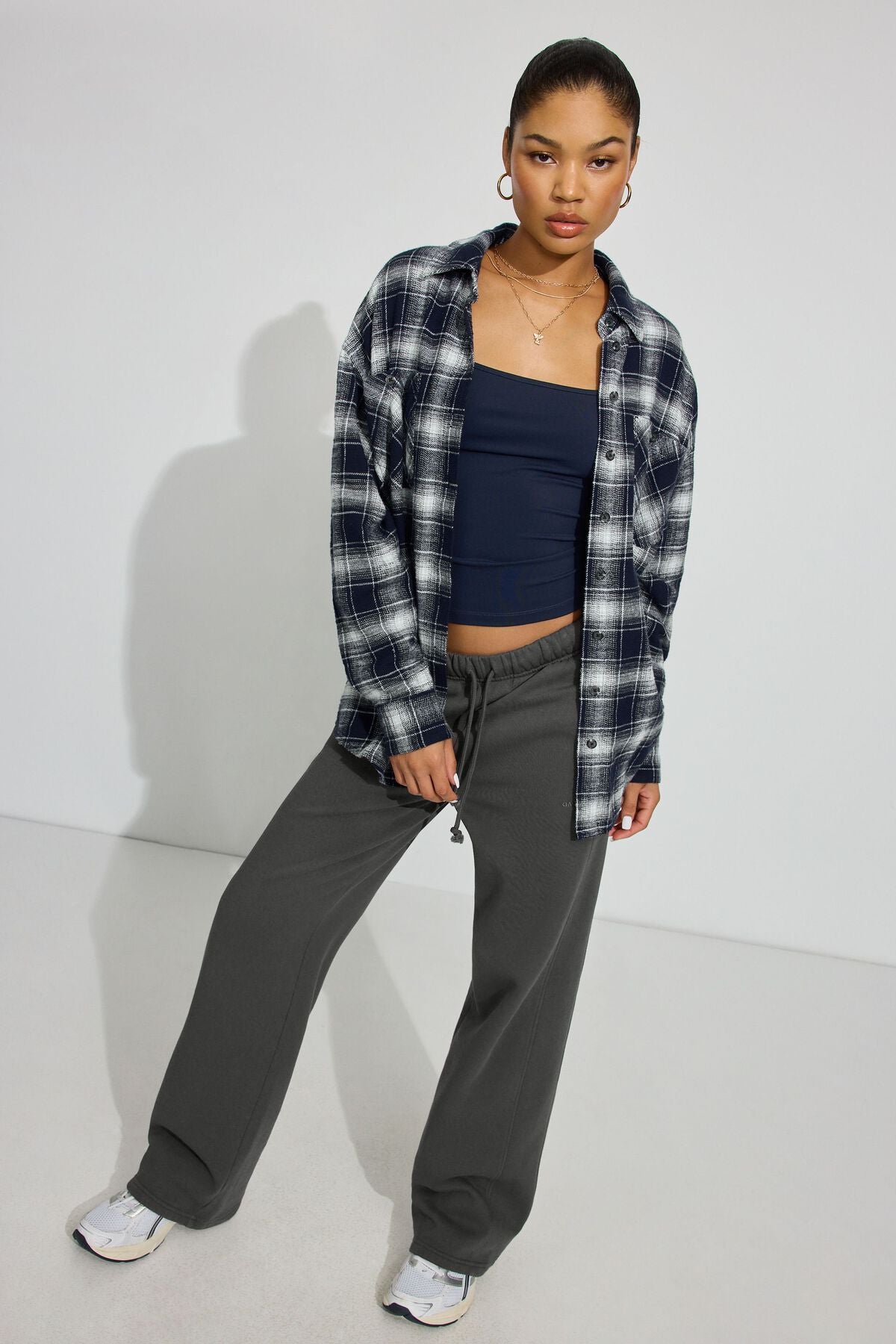 Noah Plaid Button-Up Shirt Blue Garage Clothing Women
