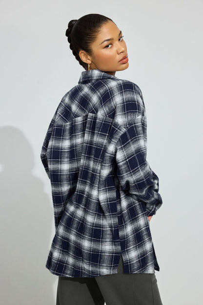 Noah Plaid Button-Up Shirt Blue Garage Clothing Women