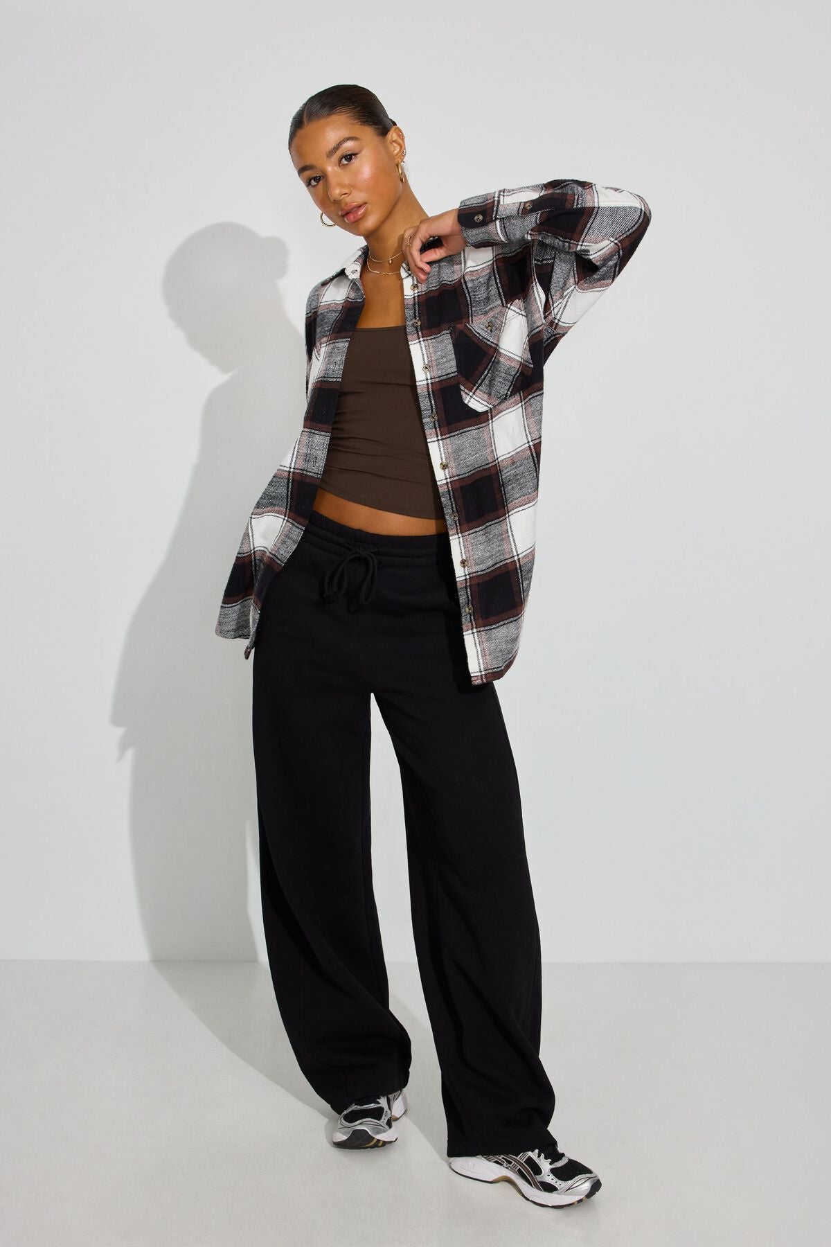 Noah Plaid Button-Up Shirt Brown Garage Clothing Women