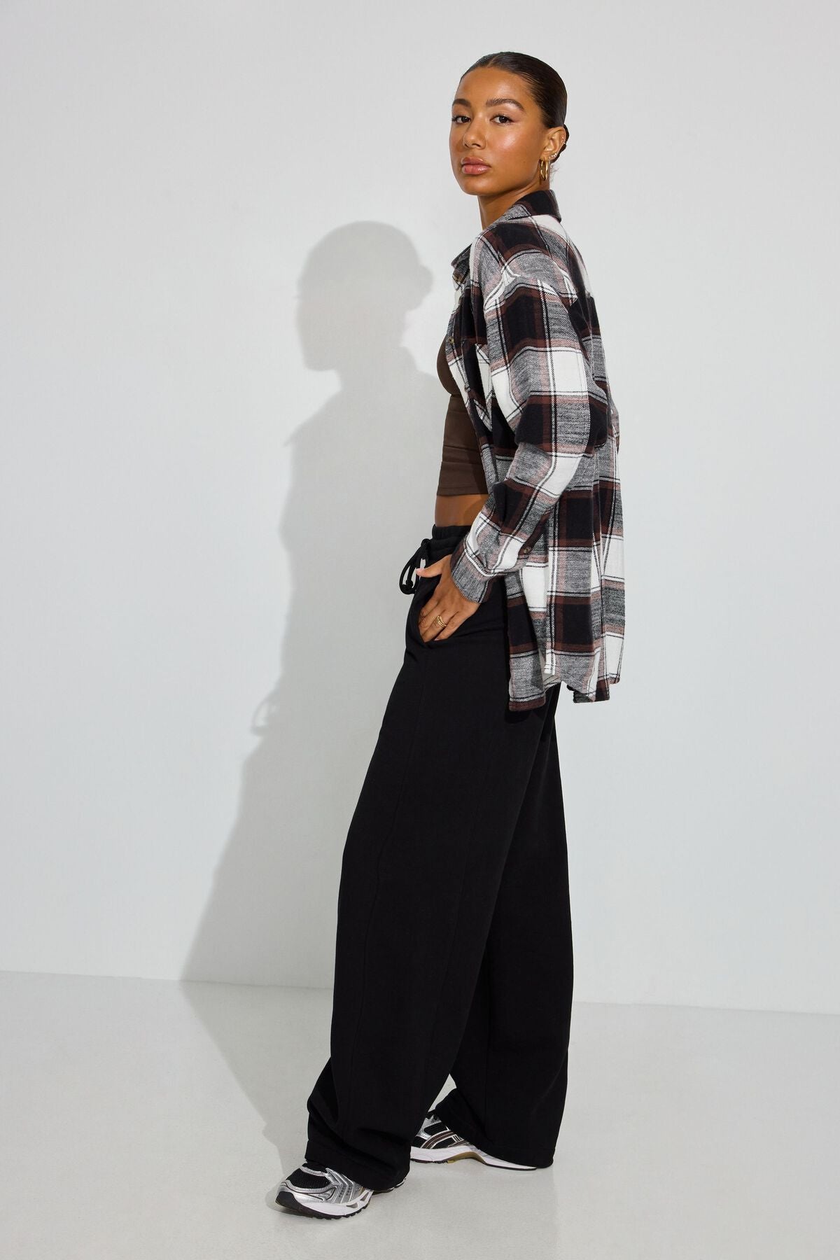 Noah Plaid Button-Up Shirt Brown Garage Clothing Women