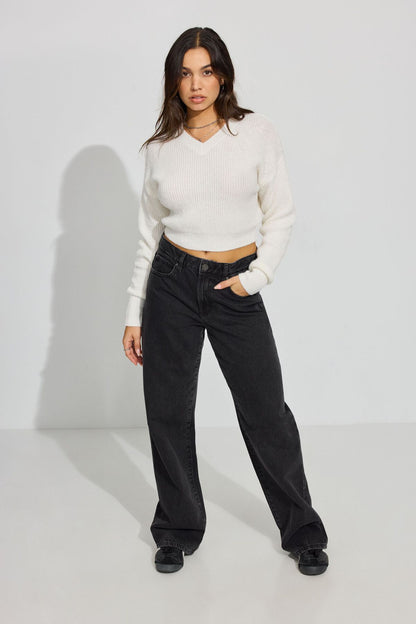 Cozy V Neck Sweater White Garage Clothing Women