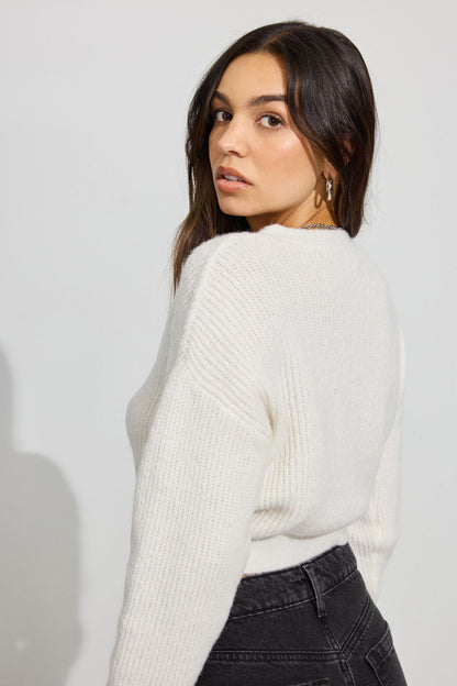 Cozy V Neck Sweater White Garage Clothing Women