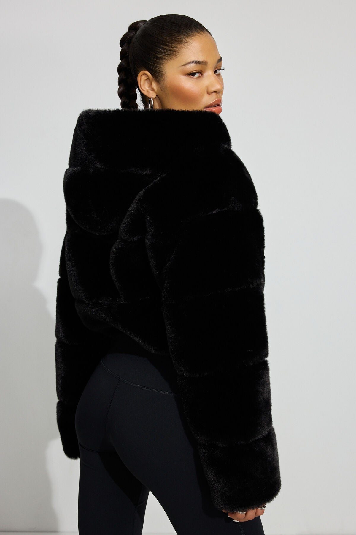 Faux-Fur Puffer Jacket Black Garage Clothing Women