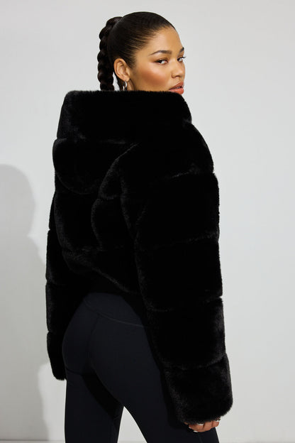 Faux-Fur Puffer Jacket Black Garage Clothing Women
