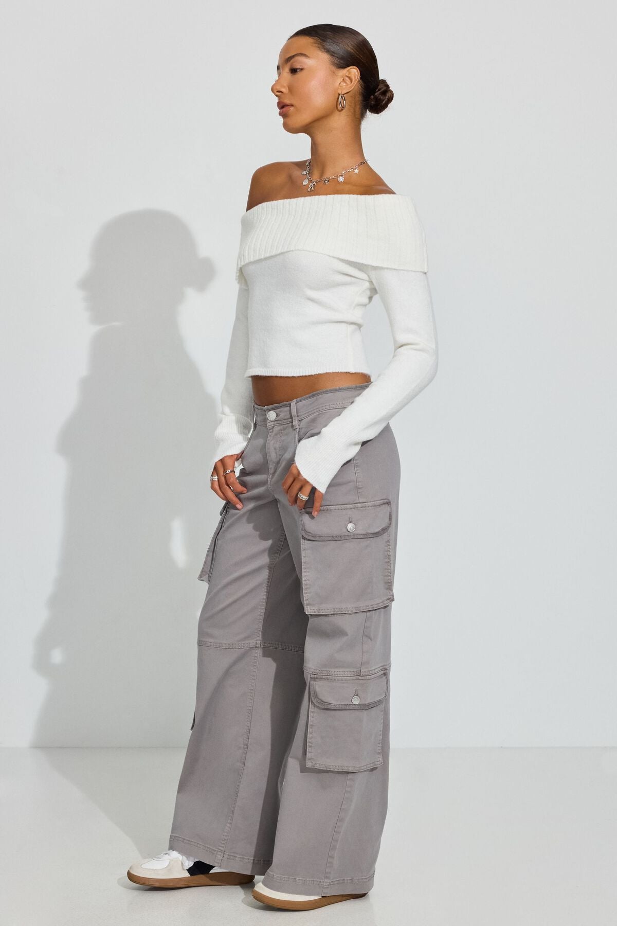 Spongy Off Shoulder Sweater WHITE Garage Clothing Women