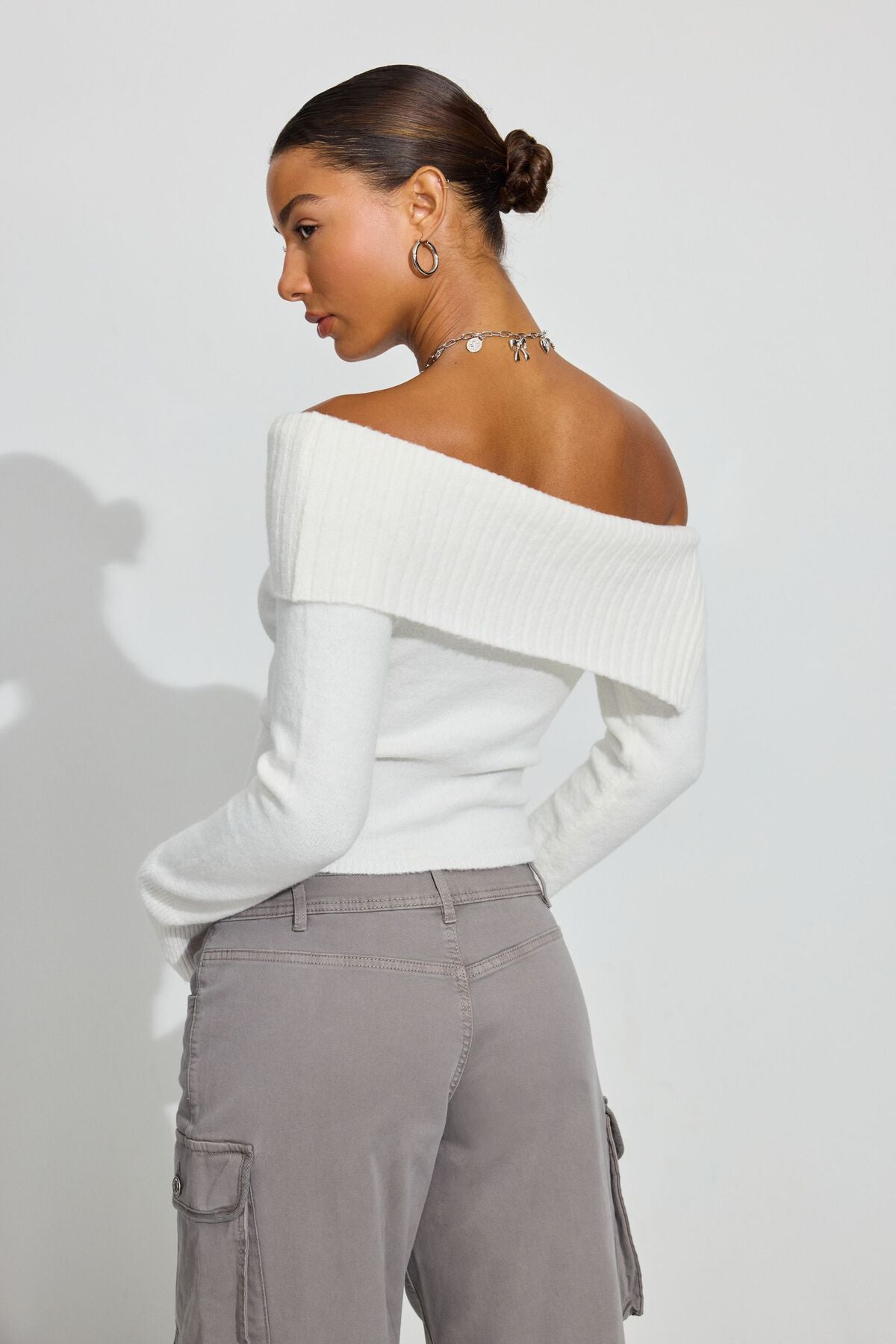 Spongy Off Shoulder Sweater WHITE Garage Clothing Women