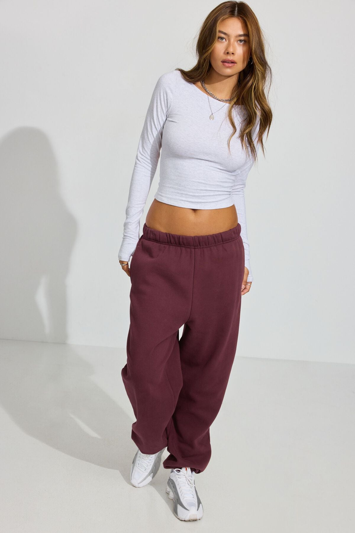 Open Back Long Sleeve Top Gray Garage Clothing Women