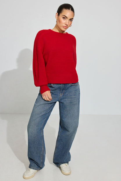 Spongy Loose Crewneck Sweater Red Garage Clothing Women