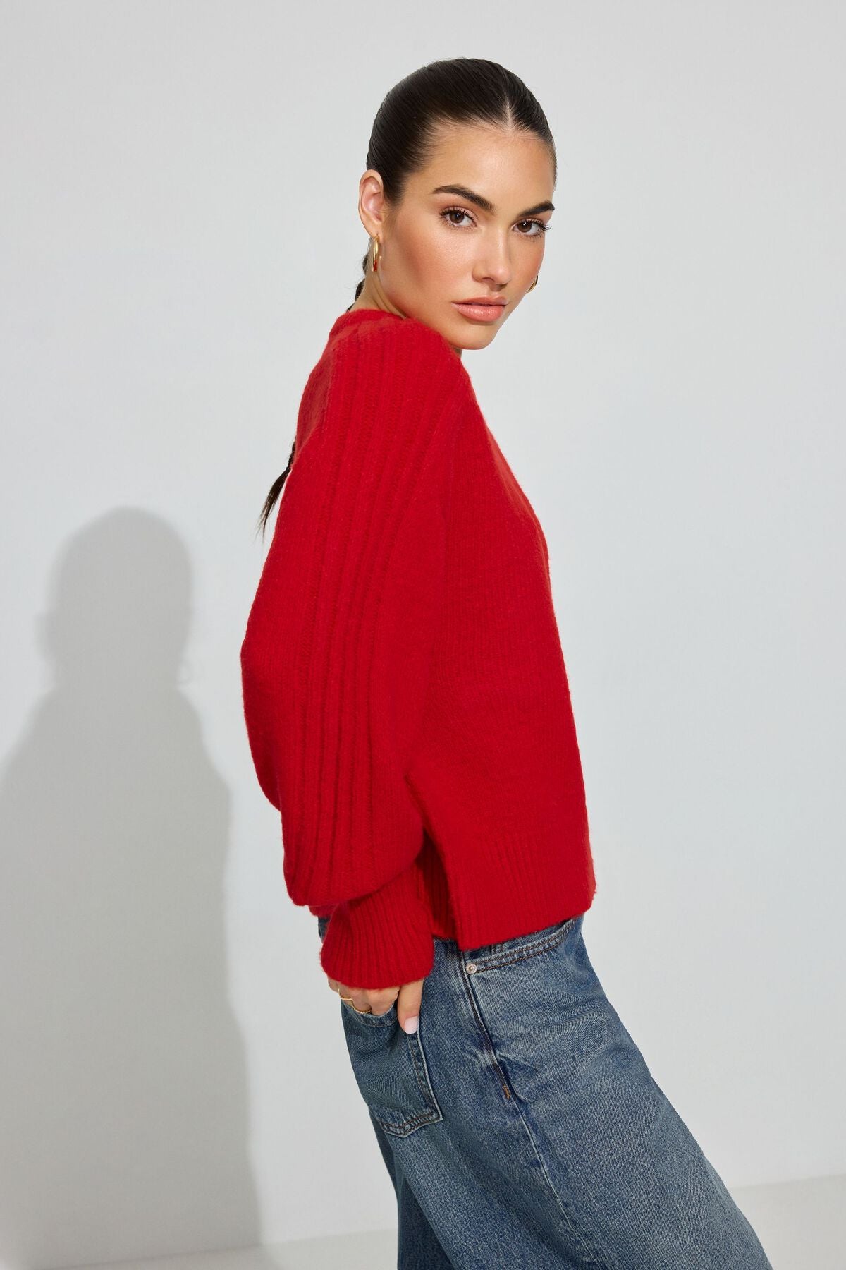 Spongy Loose Crewneck Sweater Red Garage Clothing Women