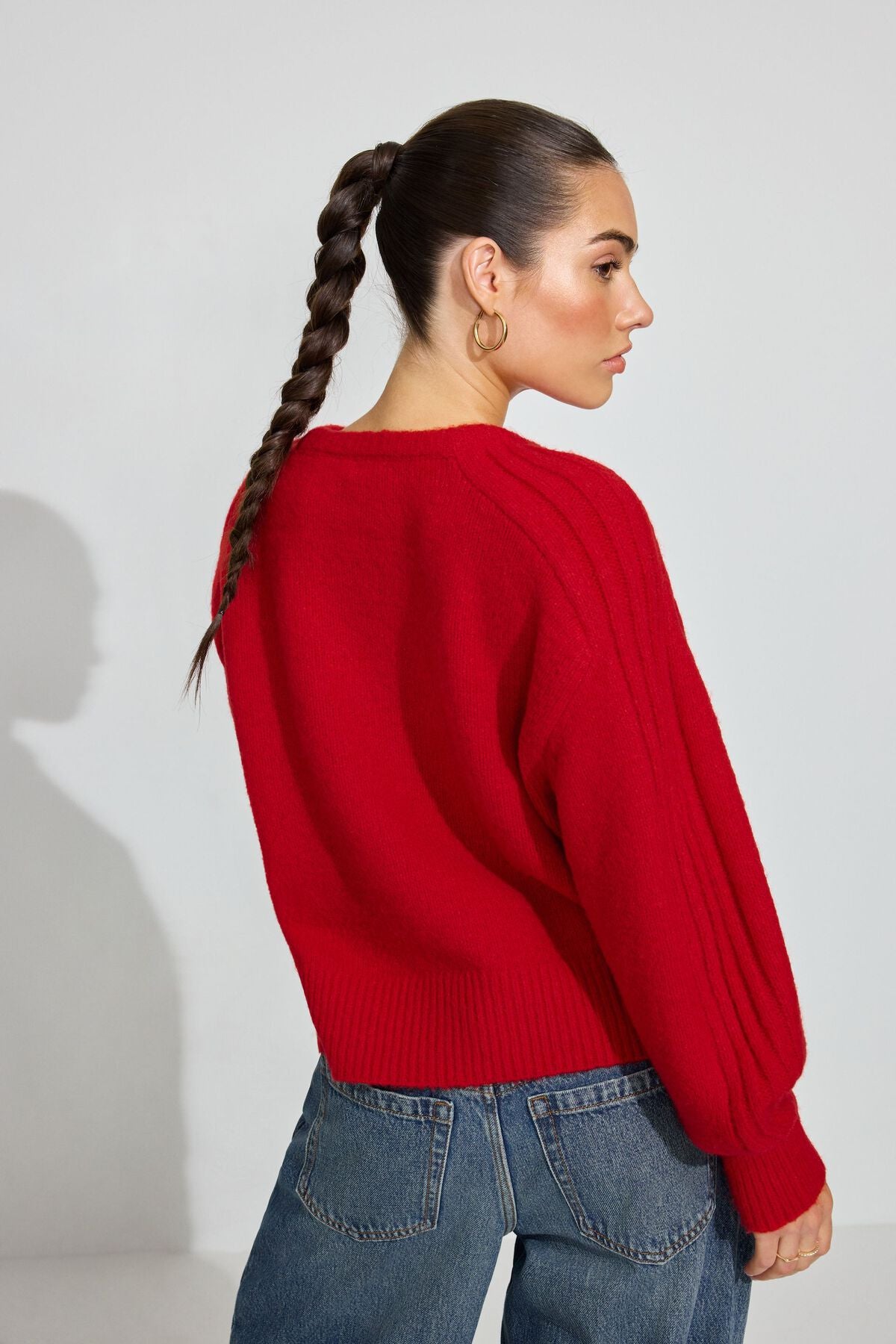 Spongy Loose Crewneck Sweater Red Garage Clothing Women