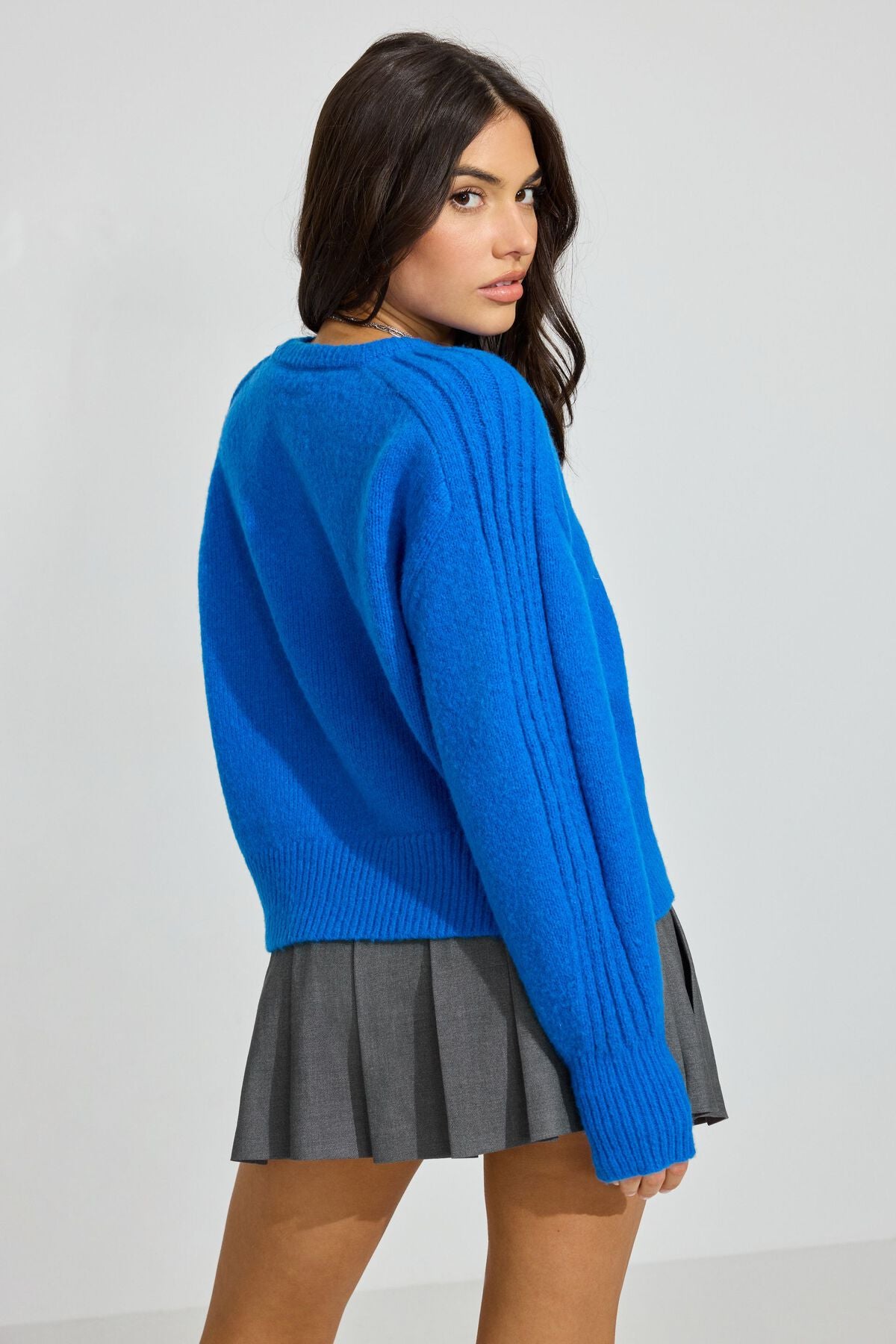 Spongy Loose Crewneck Sweater Blue Garage Clothing Women