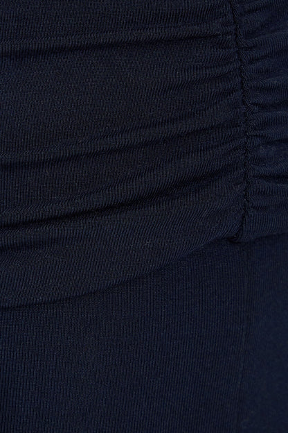 Fold Over Flare Knit Pants Navy Garage Clothing Women
