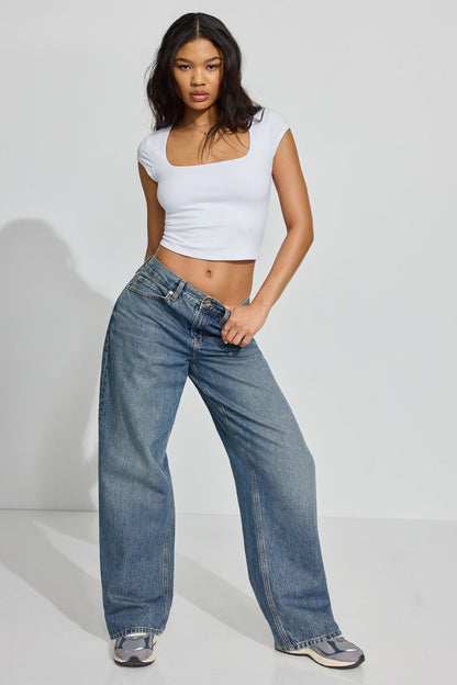 Portia Square Neckline T Shirt White Garage Clothing Women