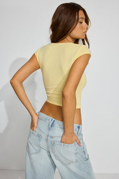 Portia Square Neckline T Shirt Yellow Garage Clothing Women