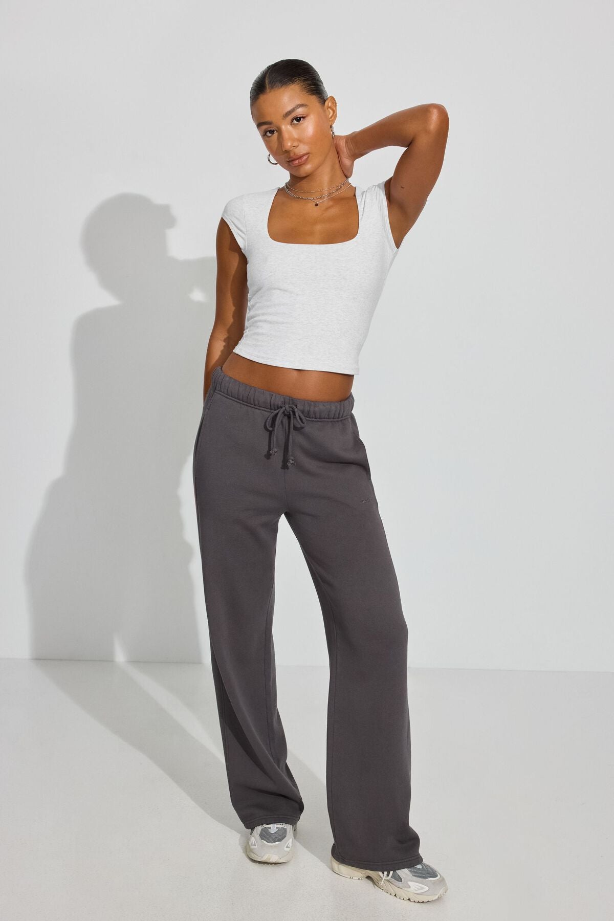 Portia Square Neckline T Shirt Gray Garage Clothing Women