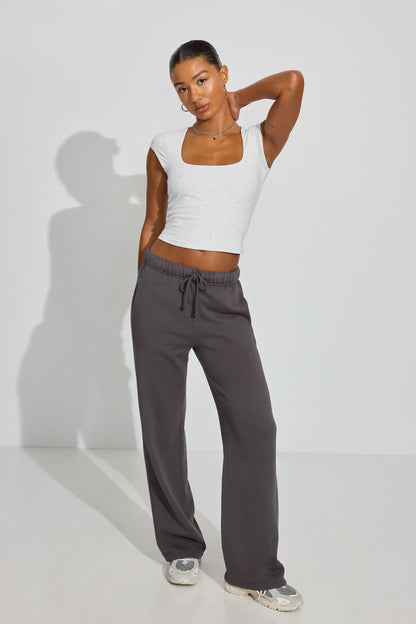 Portia Square Neckline T Shirt Gray Garage Clothing Women
