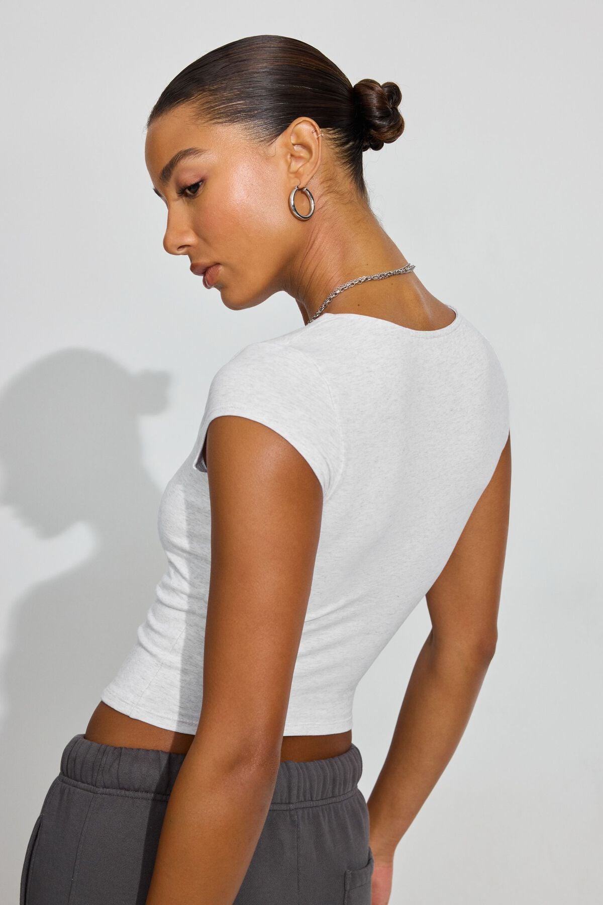 Portia Square Neckline T Shirt Gray Garage Clothing Women