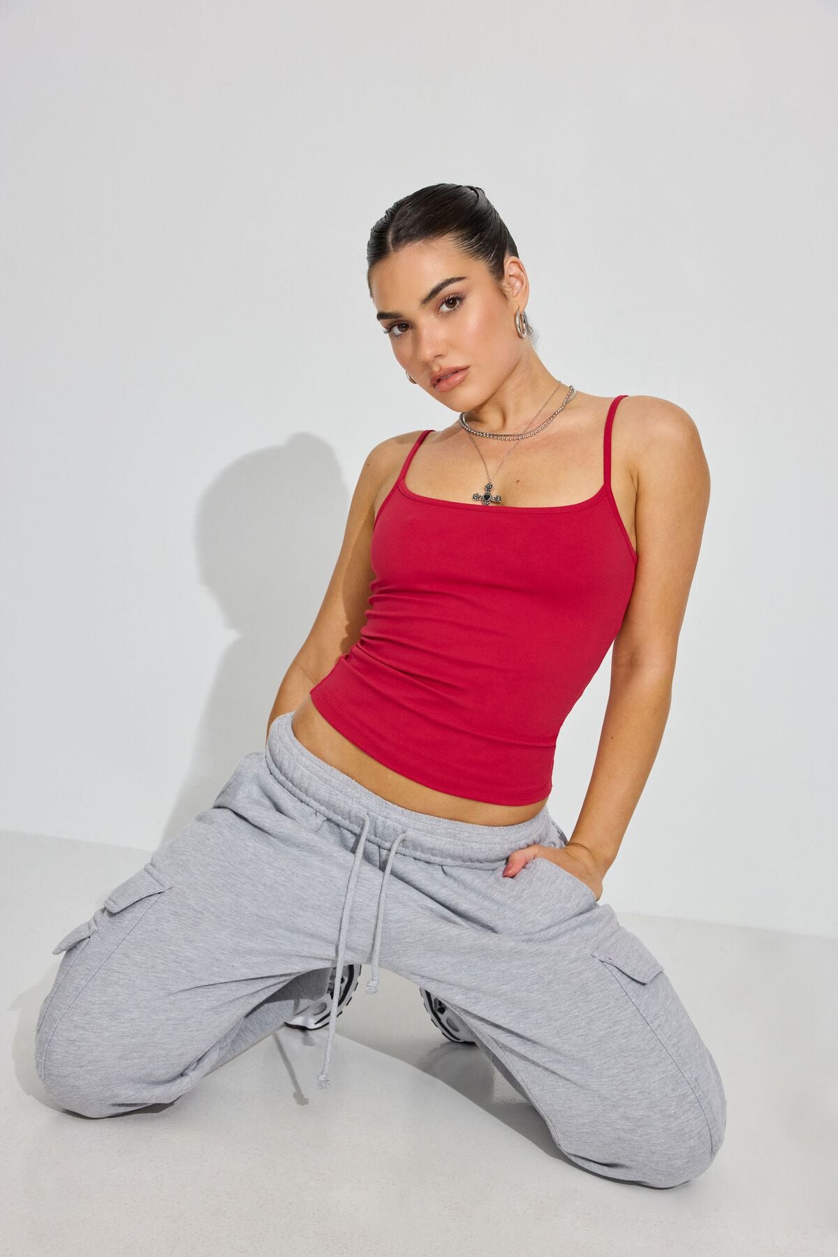 Sleek Scoop Cami Top Red Garage Clothing Women