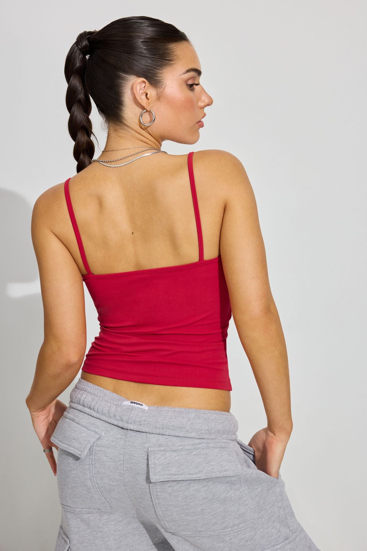 Sleek Scoop Cami Top Red Garage Clothing Women