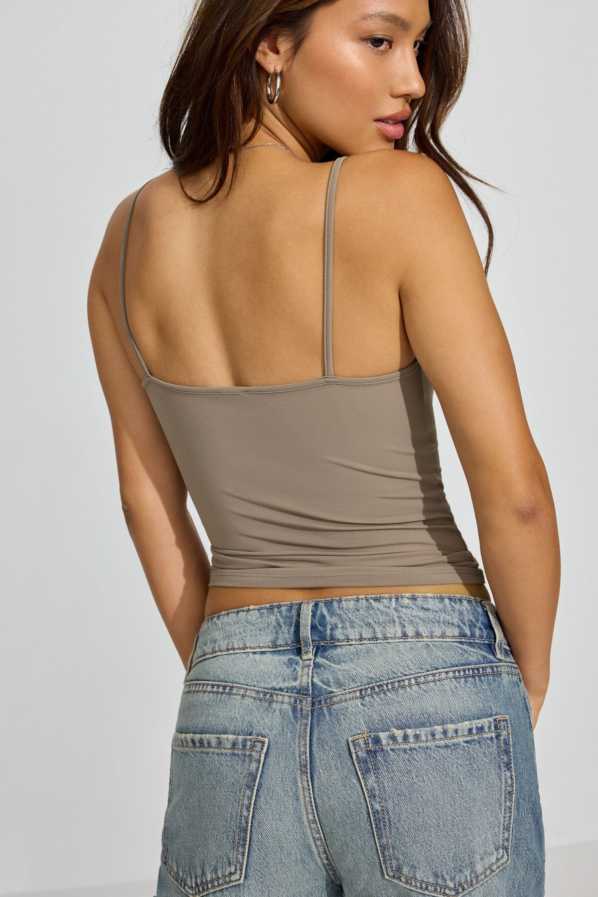 Sleek Scoop Cami Top Beige Garage Clothing Women