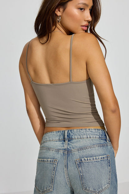 Sleek Scoop Cami Top Beige Garage Clothing Women