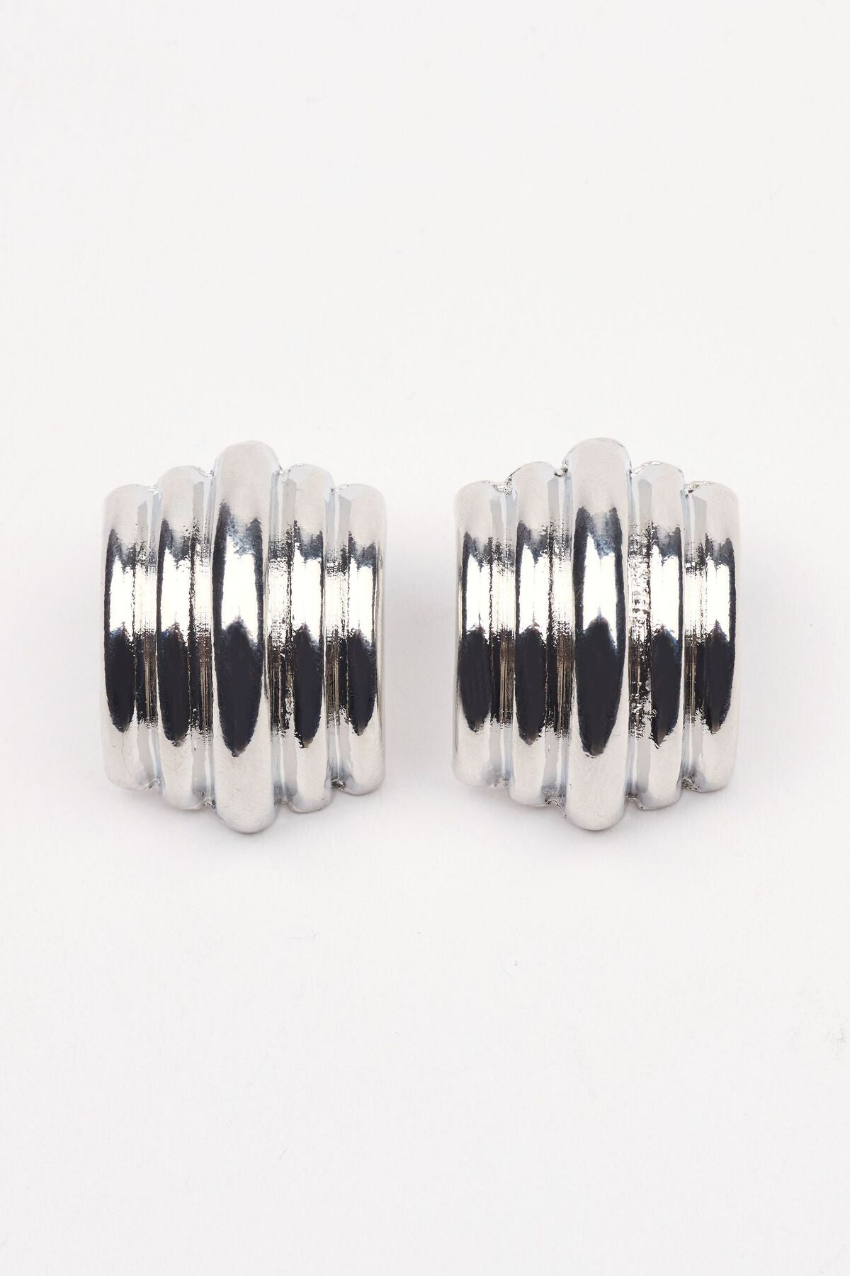 Lined Curve Button Earrings Gray Garage Clothing Women