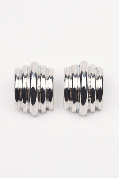 Lined Curve Button Earrings Gray Garage Clothing Women