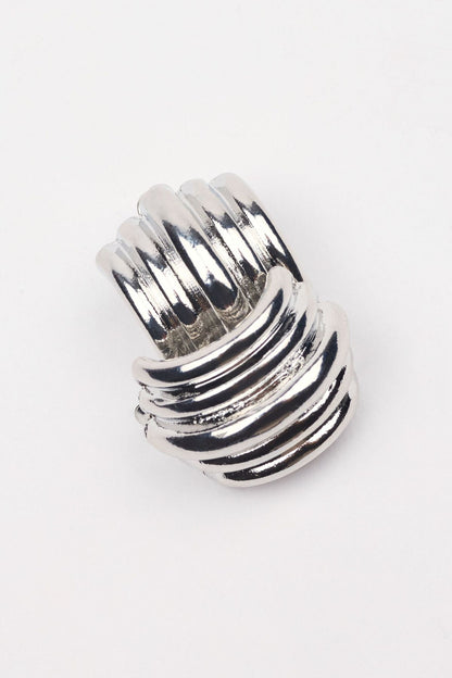 Lined Curve Button Earrings Gray Garage Clothing Women