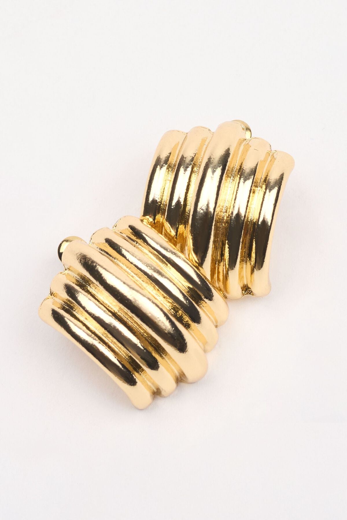 Lined Curve Button Earrings Yellow Garage Clothing Women